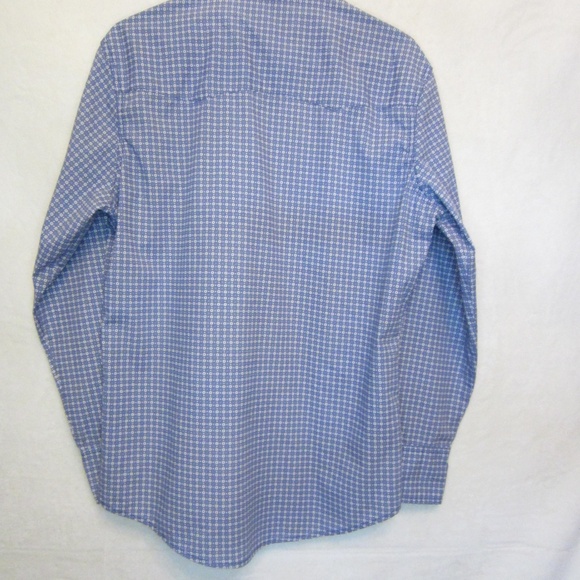 Wrangler Wrancher Men's Medium Blue/White Geometric Long Sleeve Pearl Snap Shirt - Picture 5 of 6